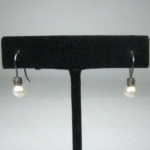 Earrings Womens Pierced Stud Sterling Silver .925 :Men Pearl Marcasite Drop